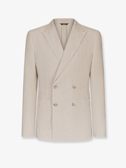Portofino linen blazer with striped motif thumbnail