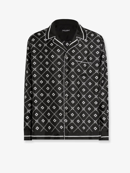 Silk shirt with all-over logo print thumbnail