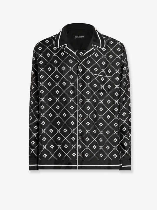 Silk shirt with all-over logo print