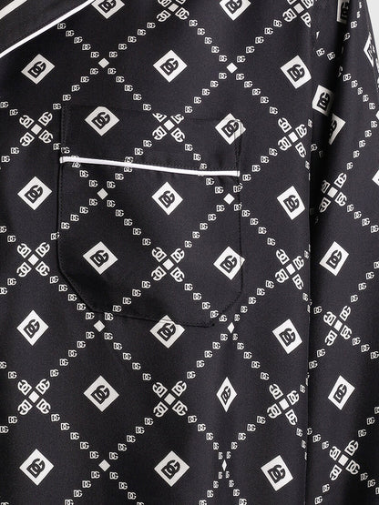 Silk shirt with all-over logo print thumbnail
