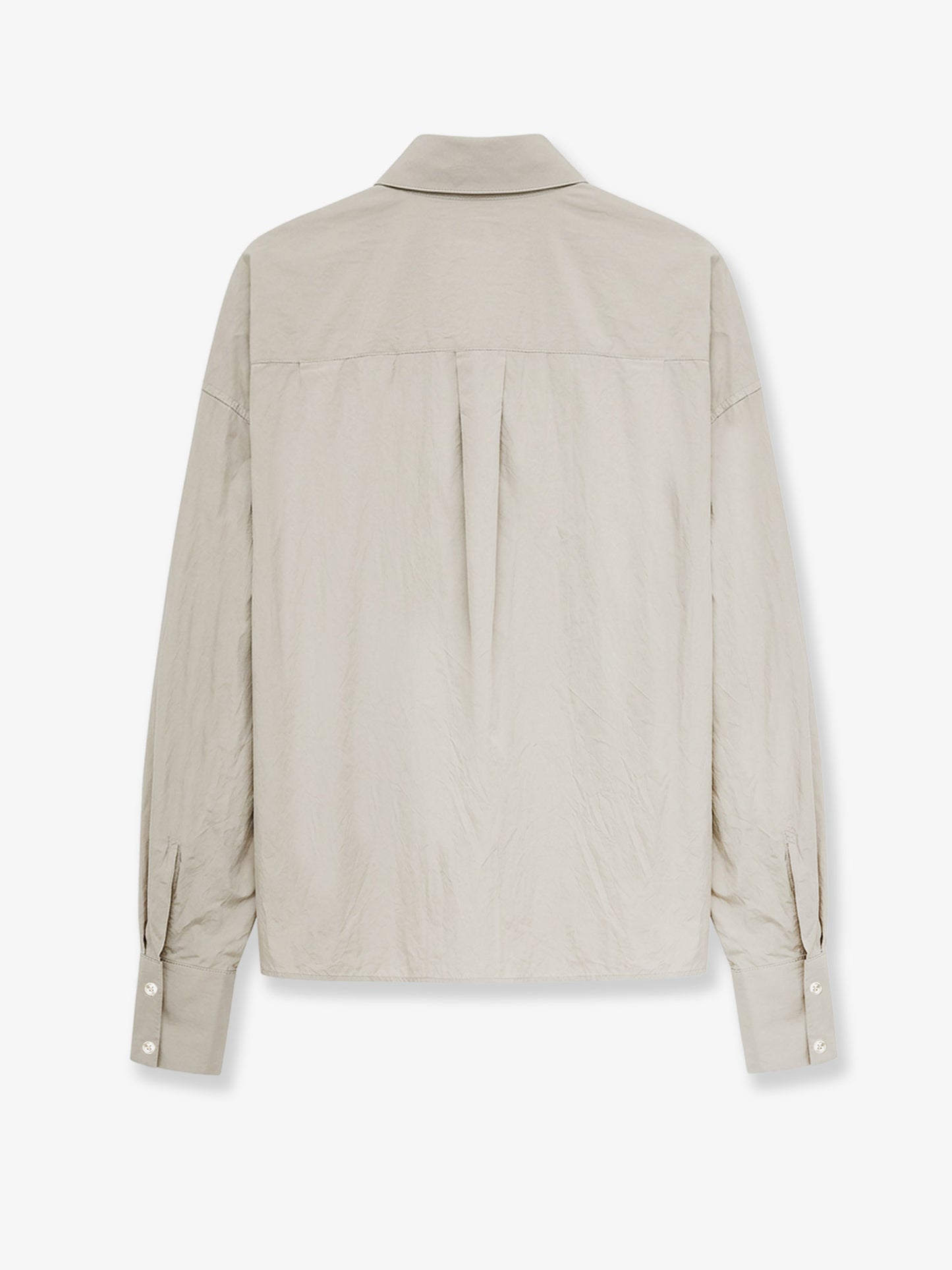 Cotton shirt with leather logo patch