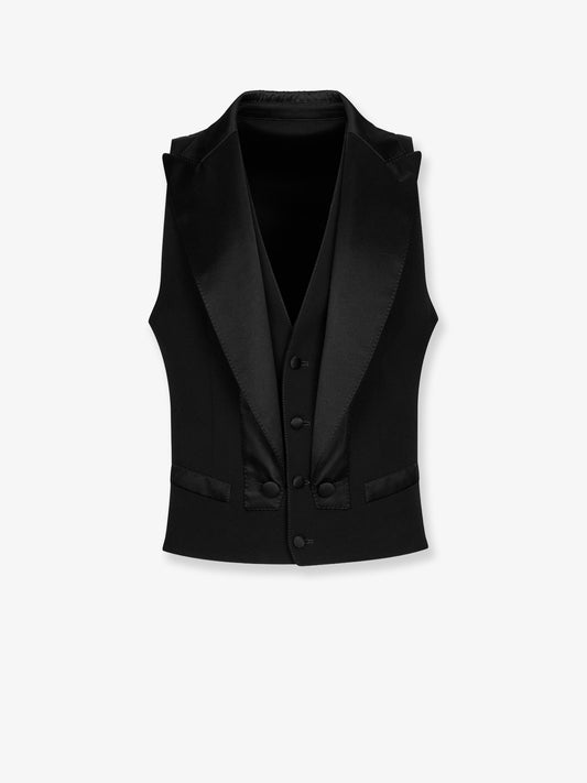 Single-breasted gabardine vest