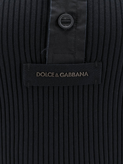 Ribbed cotton sweater with metal logo on the front thumbnail