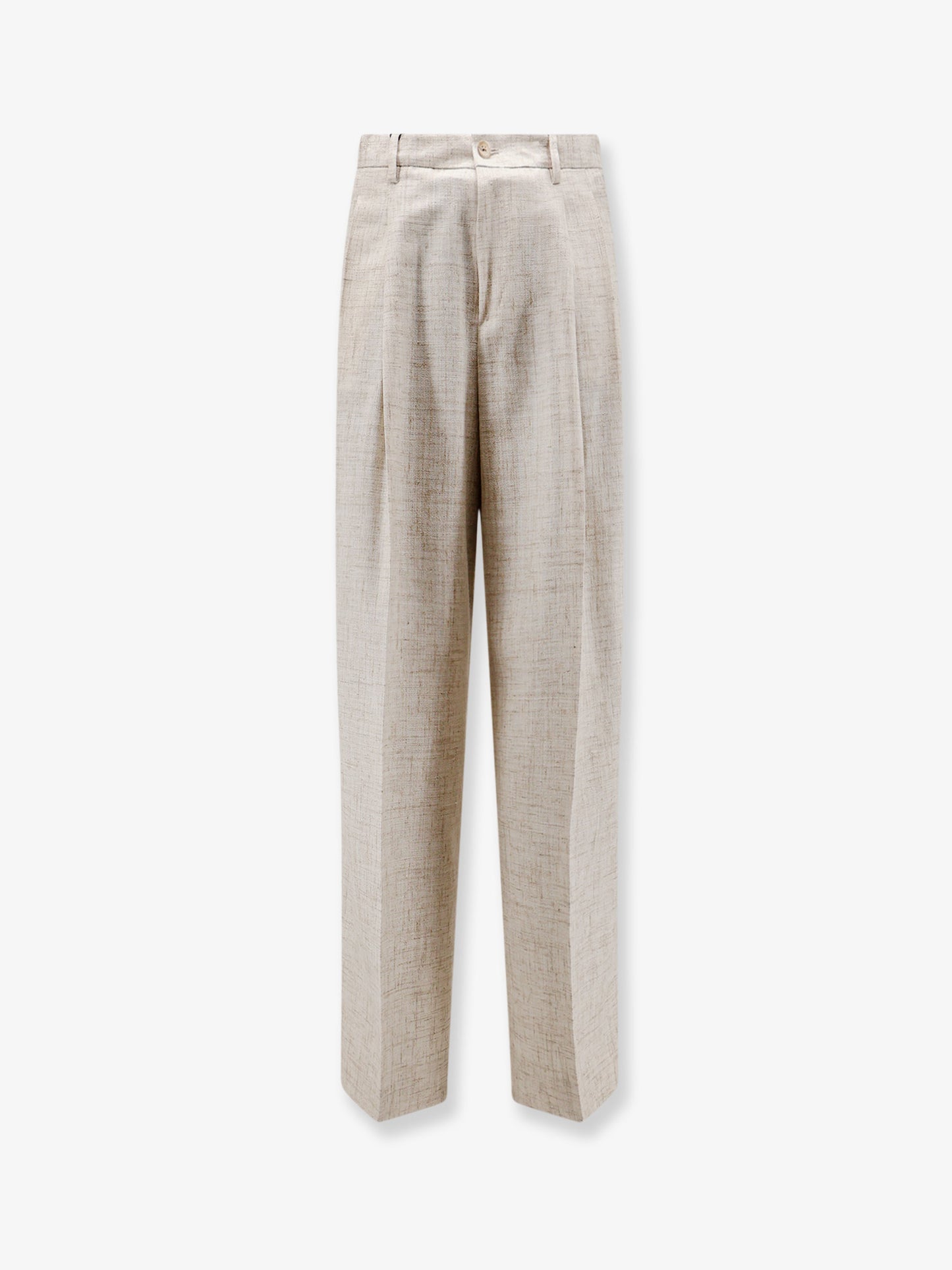 Viscose and linen blend trousers with tweed effect
