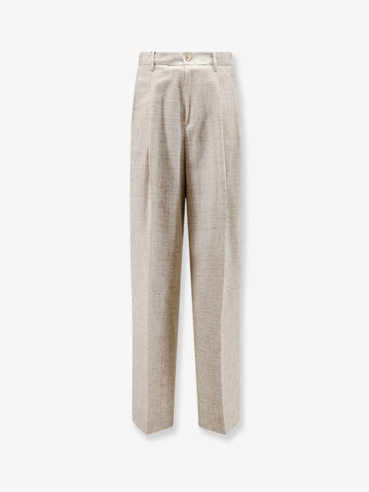 Viscose and linen blend trousers with tweed effect thumbnail