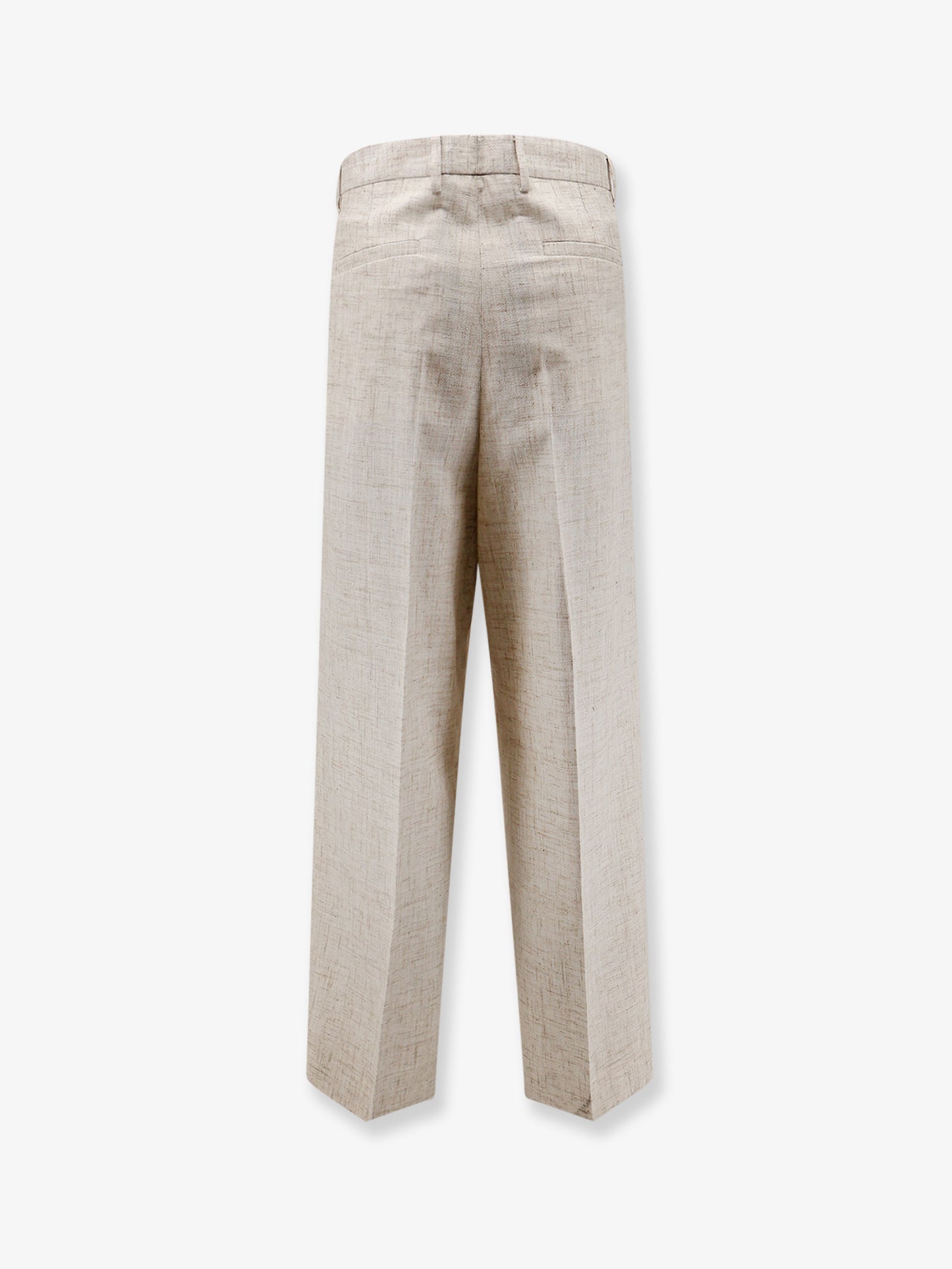 Viscose and linen blend trousers with tweed effect