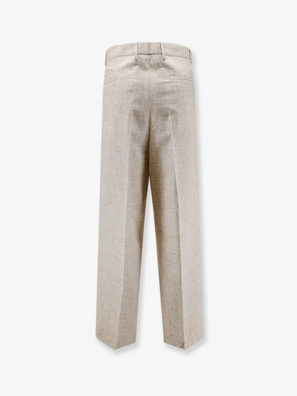 Viscose and linen blend trousers with tweed effect thumbnail