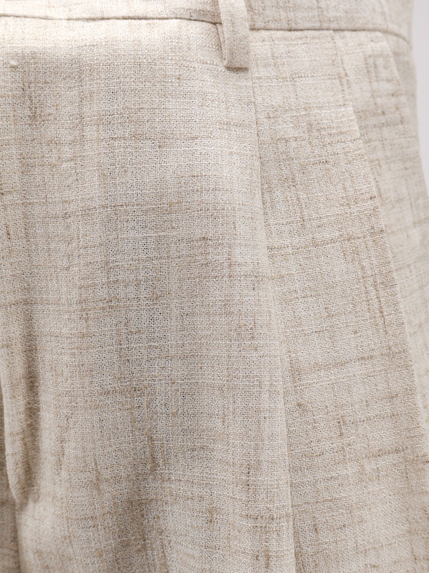 Viscose and linen blend trousers with tweed effect