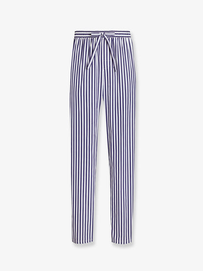 Pantalone in cotone e seta con motivo a righe thumbnail