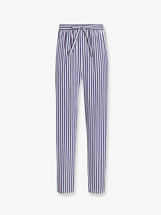 Cotton and silk trousers with striped motif