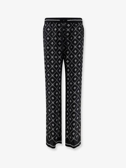 Silk trousers with all-over logo print thumbnail