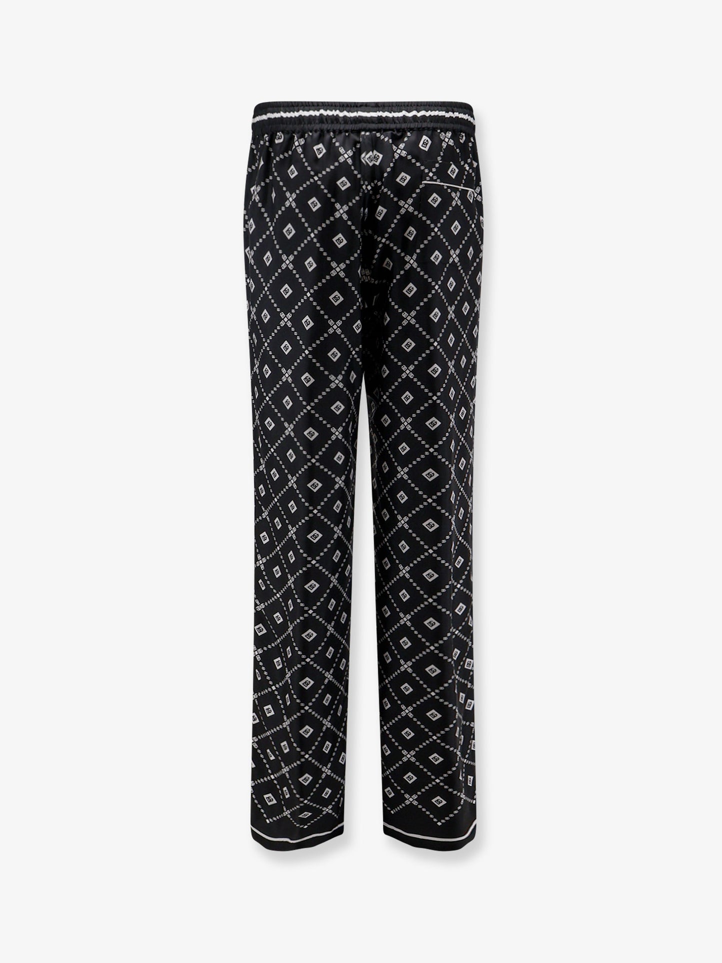 Silk trousers with all-over logo print