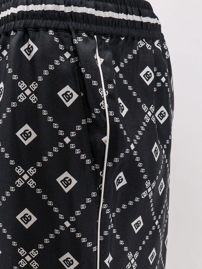 Silk trousers with all-over logo print thumbnail