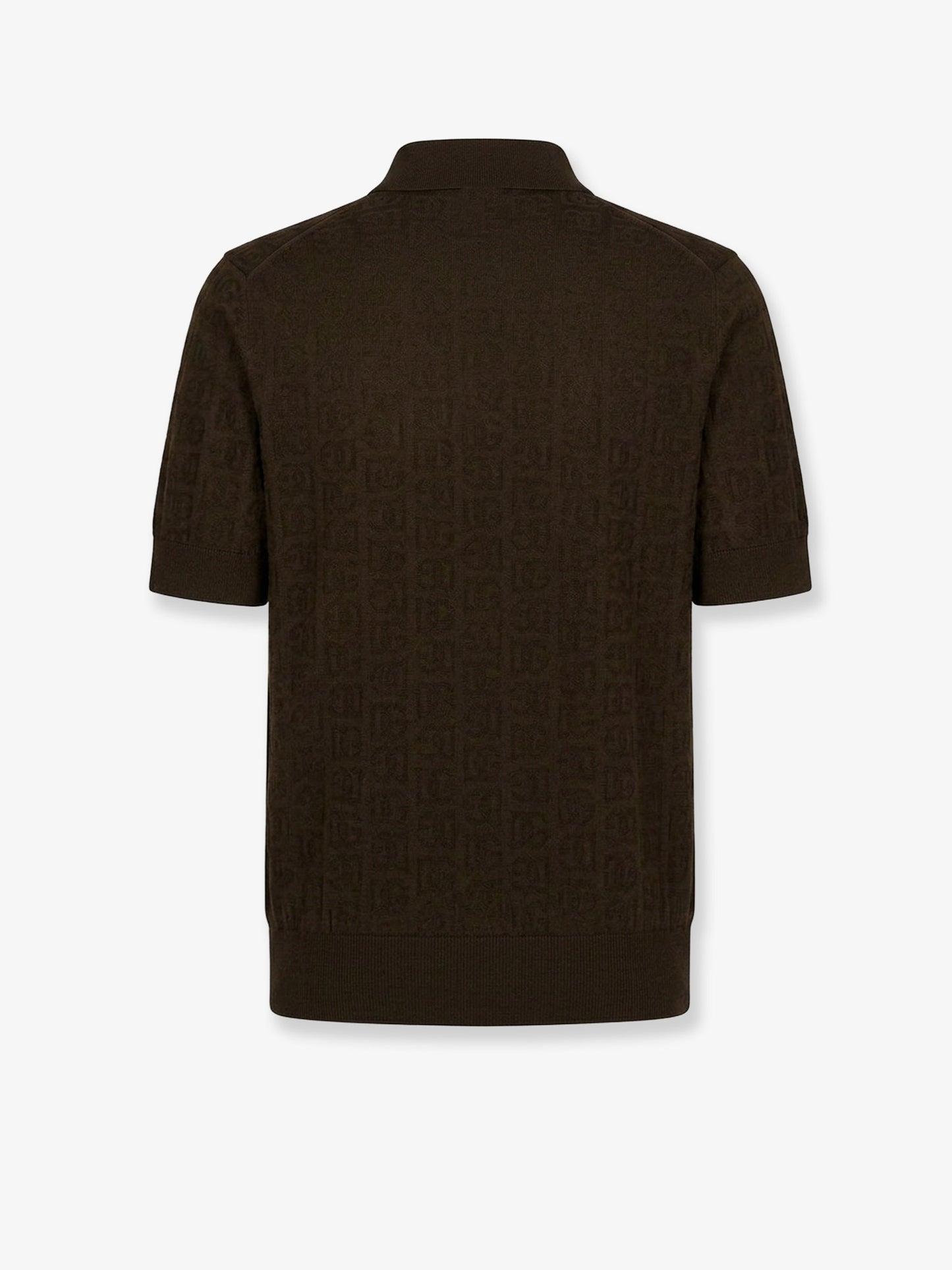 Silk polo shirt with all-over DG embroidery