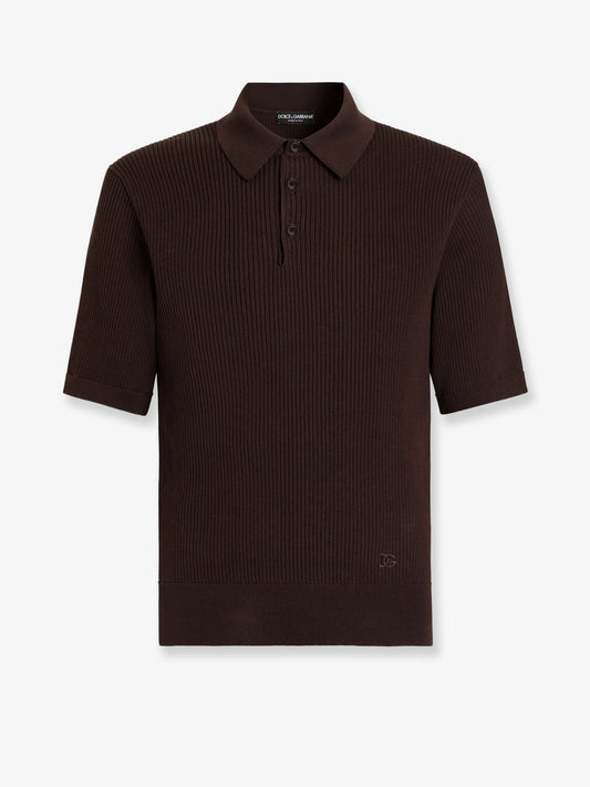 Ribbed cotton polo shirt