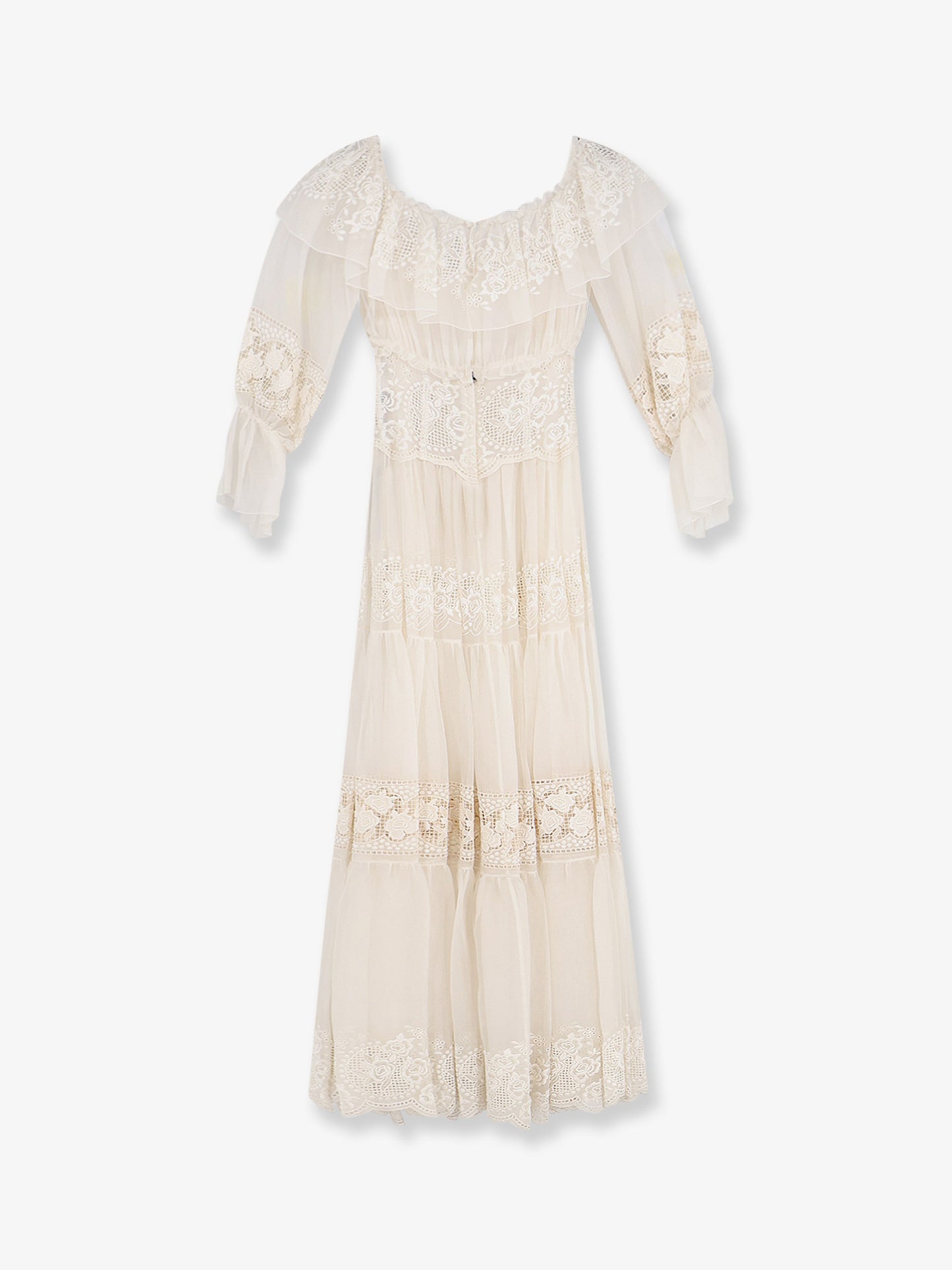 Silk blend dress with all-over floral embroidery
