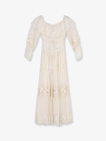 Silk blend dress with all-over floral embroidery thumbnail