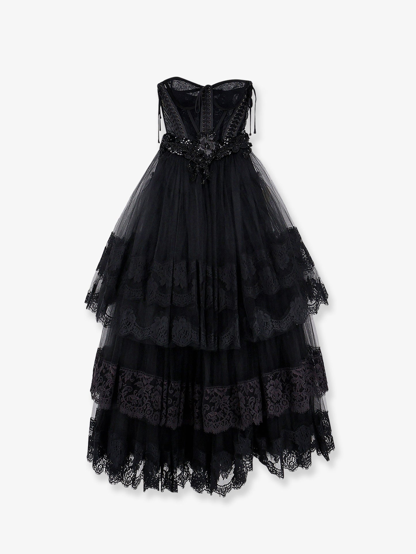Tulle long dress with bustier