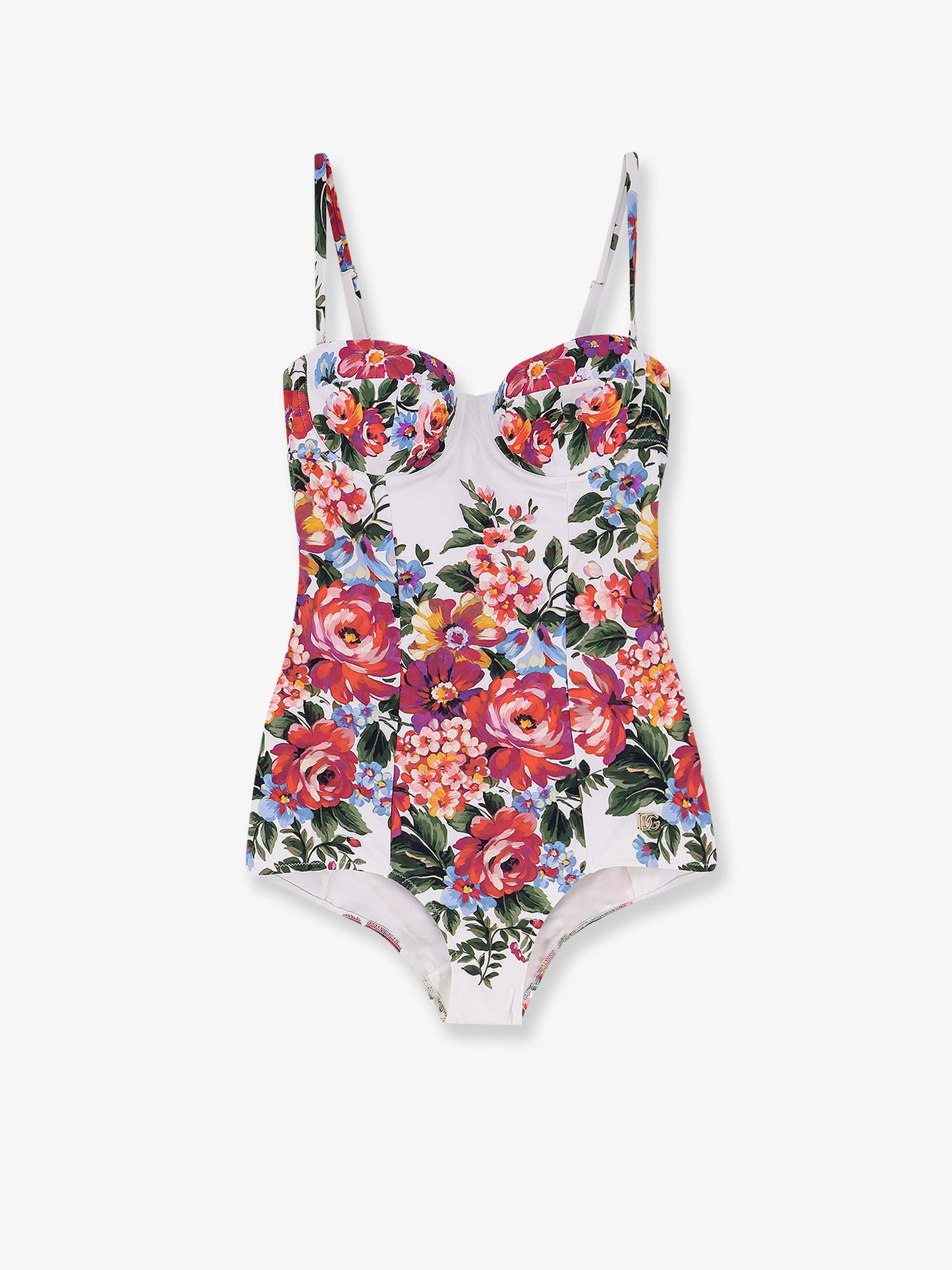 One-piece swimsuit with floral print