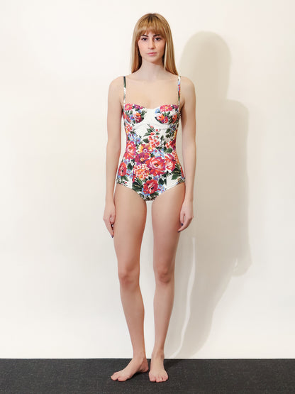 One-piece swimsuit with floral print thumbnail