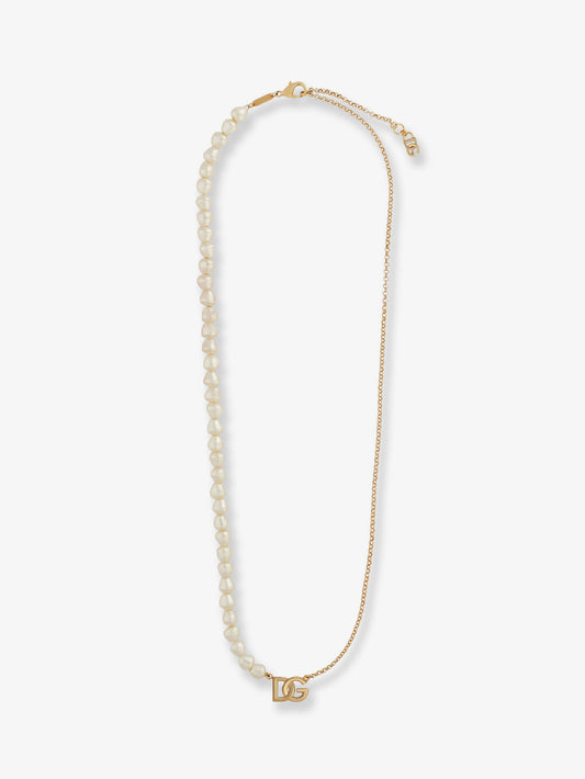 Brass necklace with pearls and DG logo