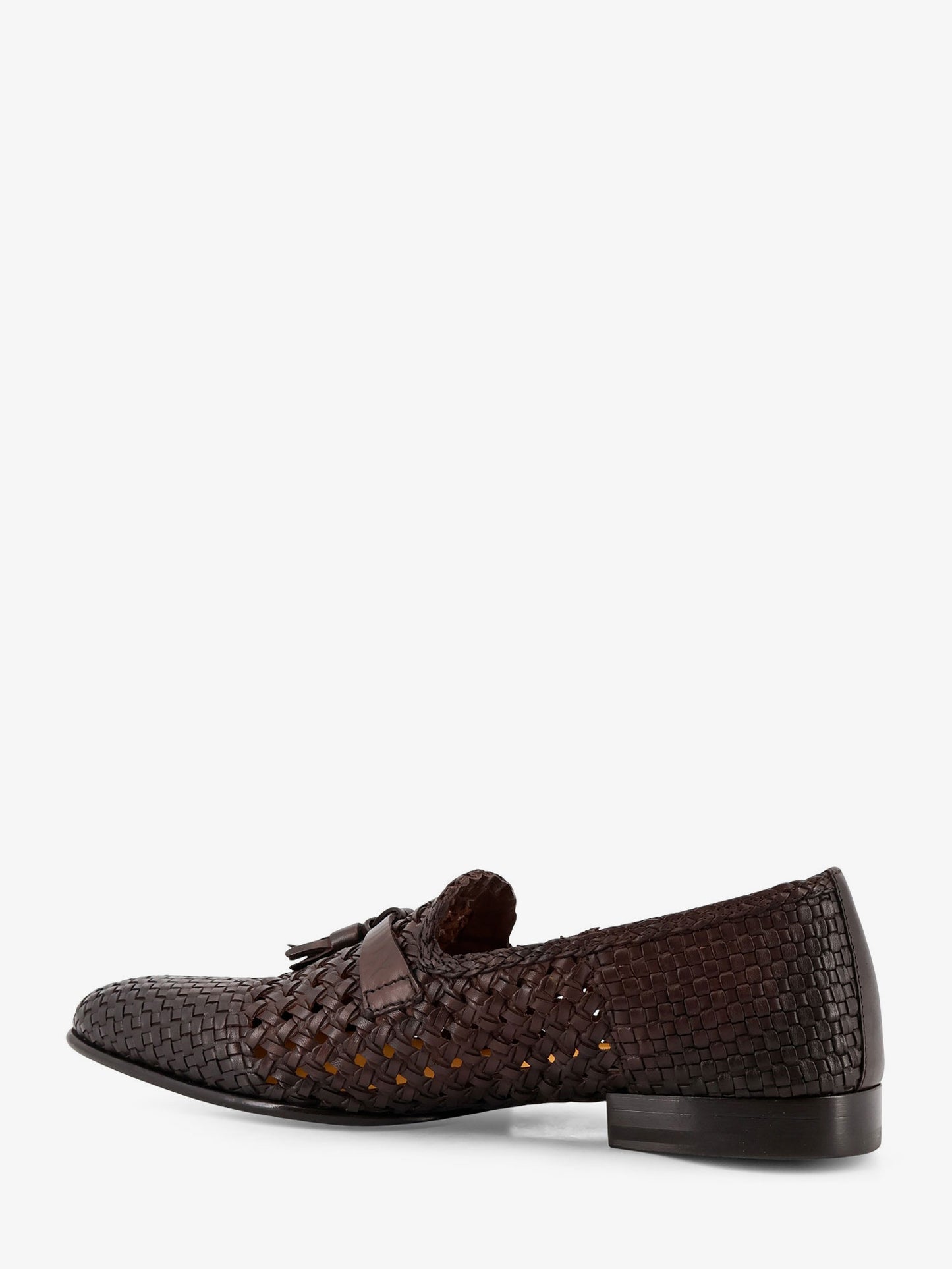 Unique leather loafers with woven detail