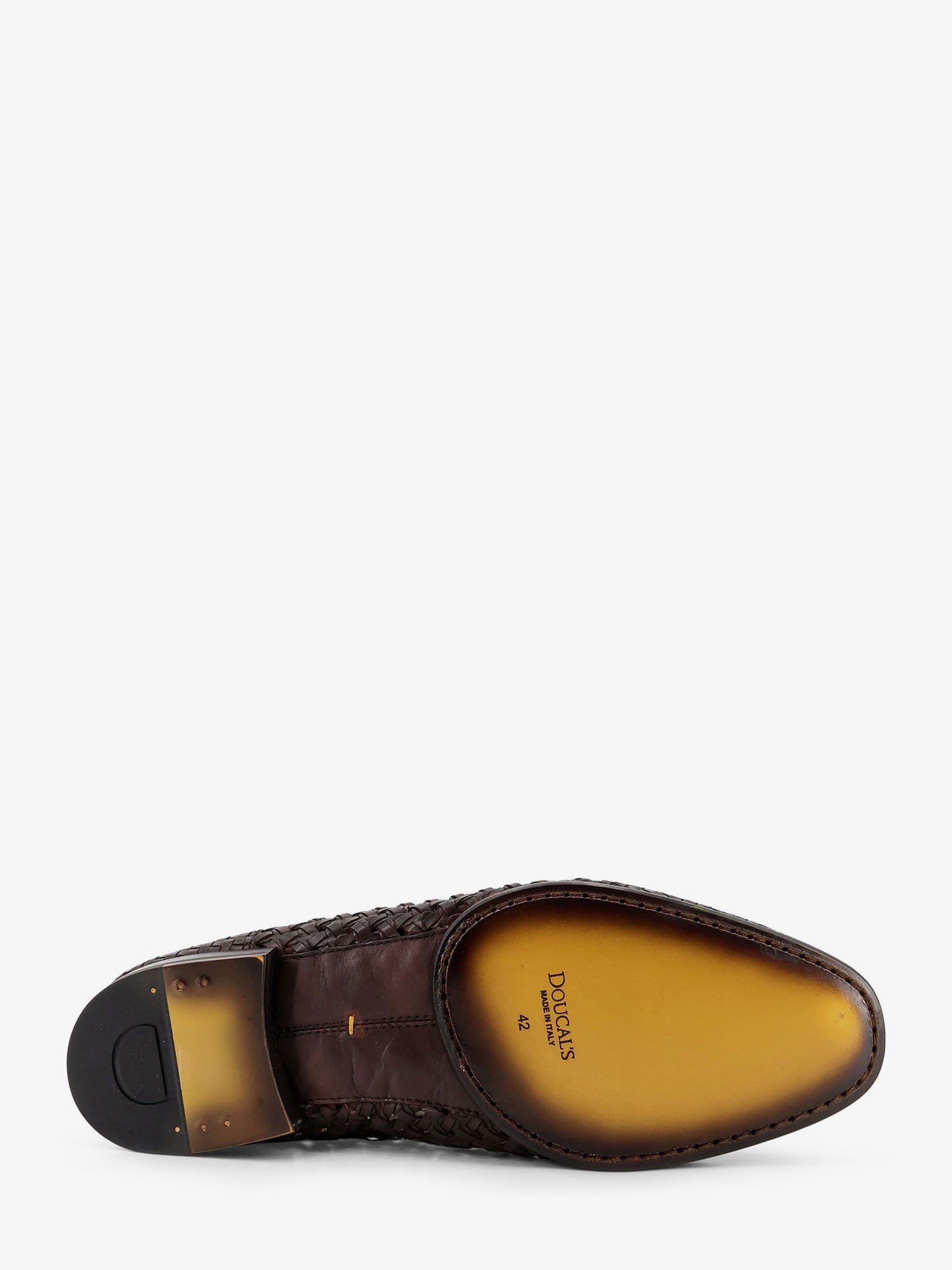 Unique leather loafers with woven detail
