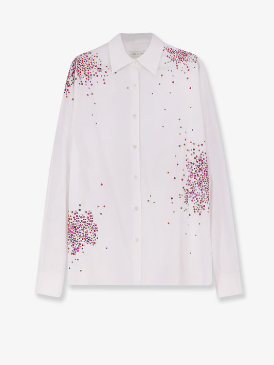 Casia cotton shirt with multicolored sequin detail