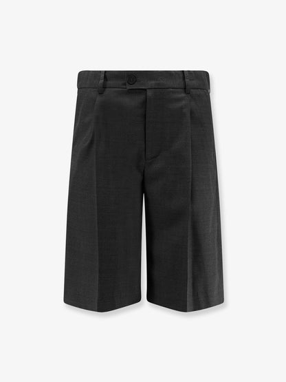 Pleated wool and silk bermuda shorts thumbnail