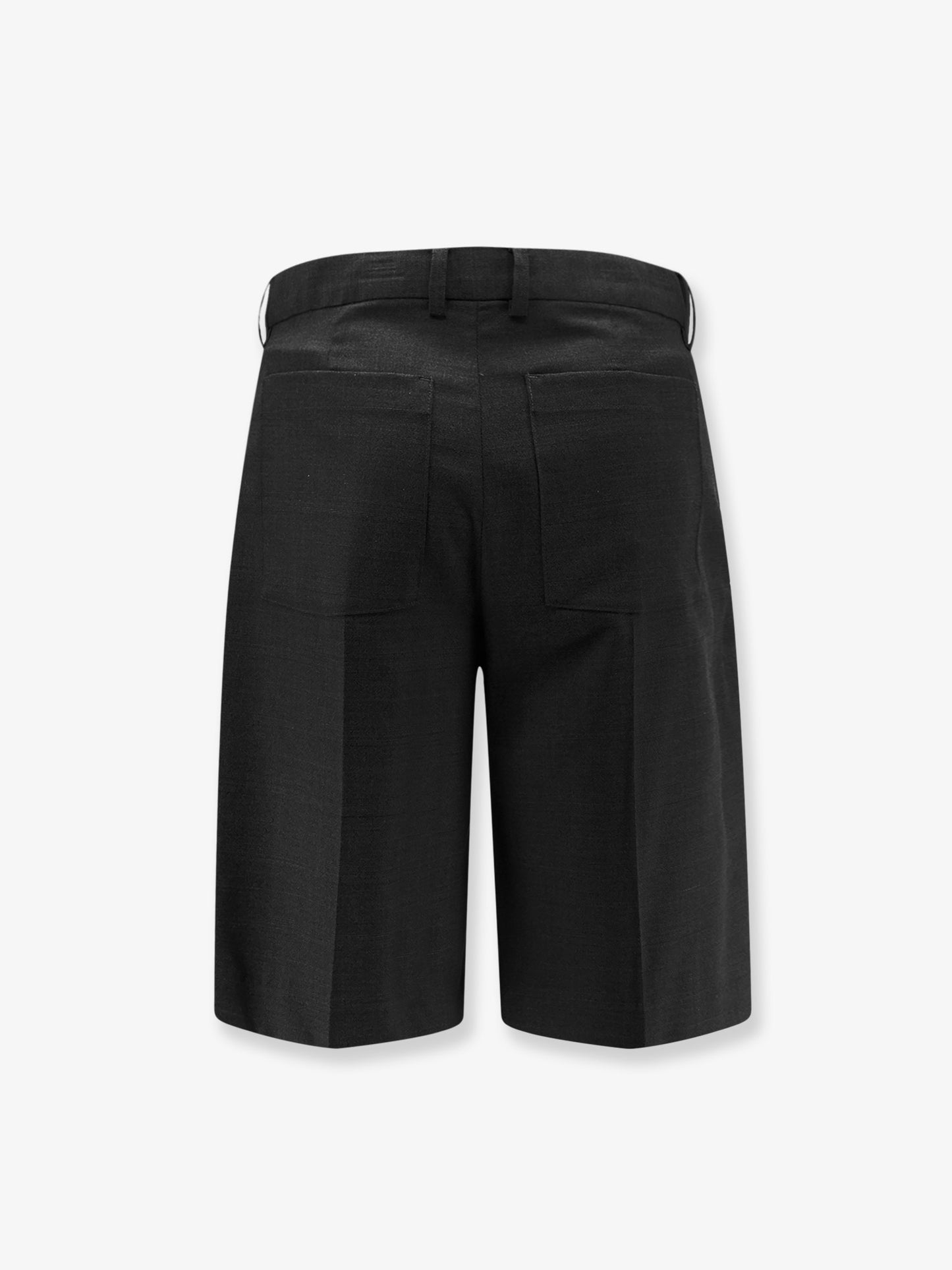 Pleated wool and silk bermuda shorts