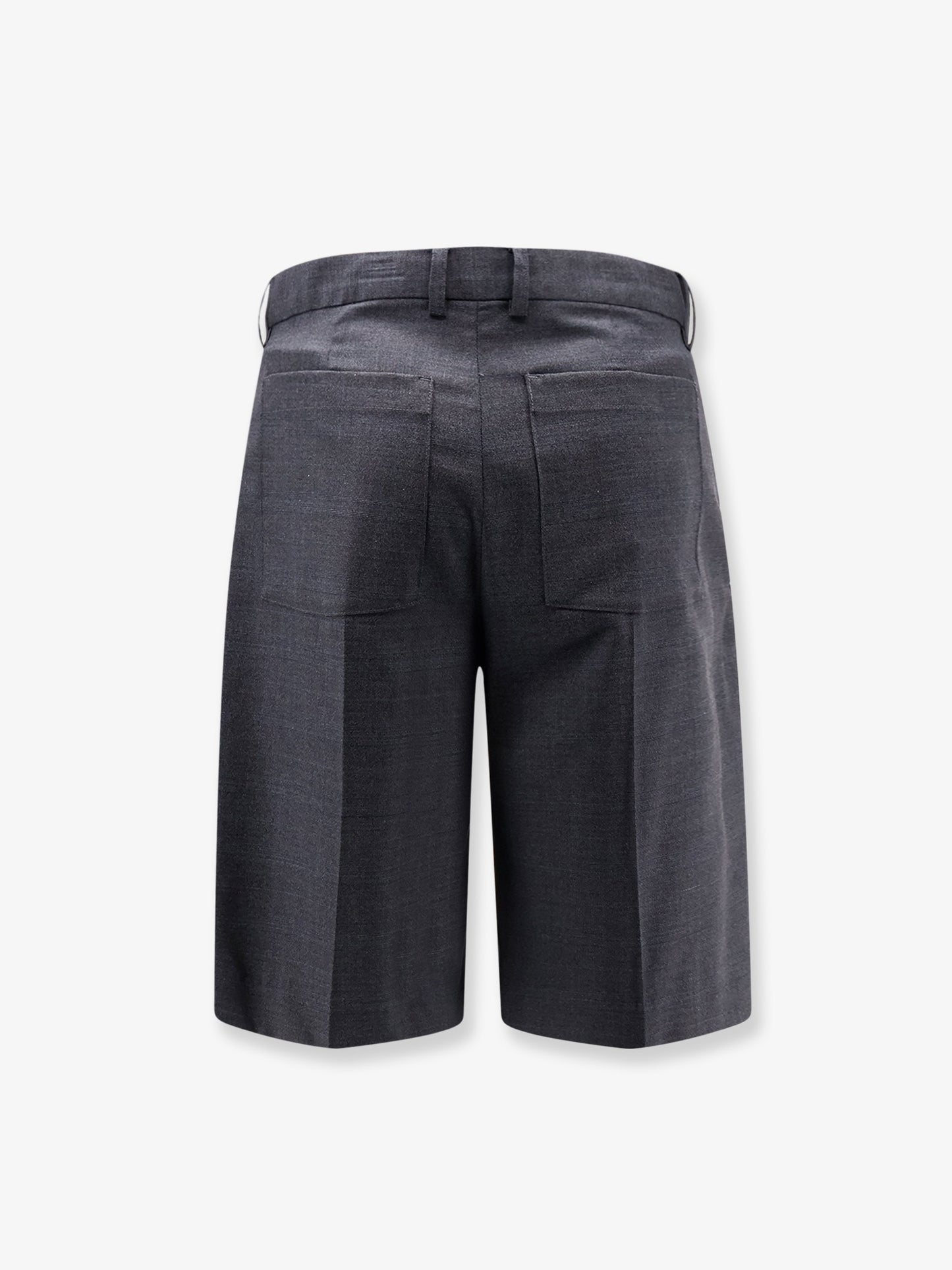 Pleated Check wool blend bermuda shorts