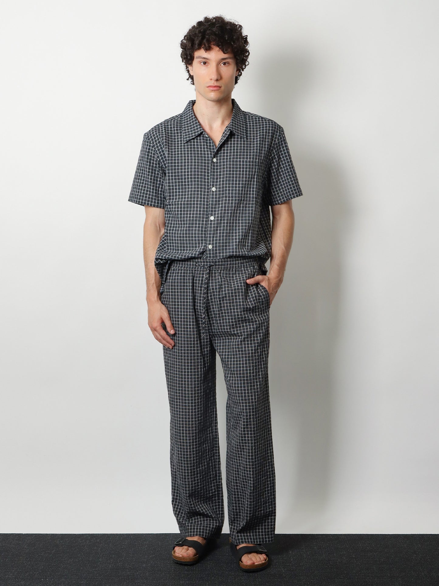 Cotton blend shirt with check pattern
