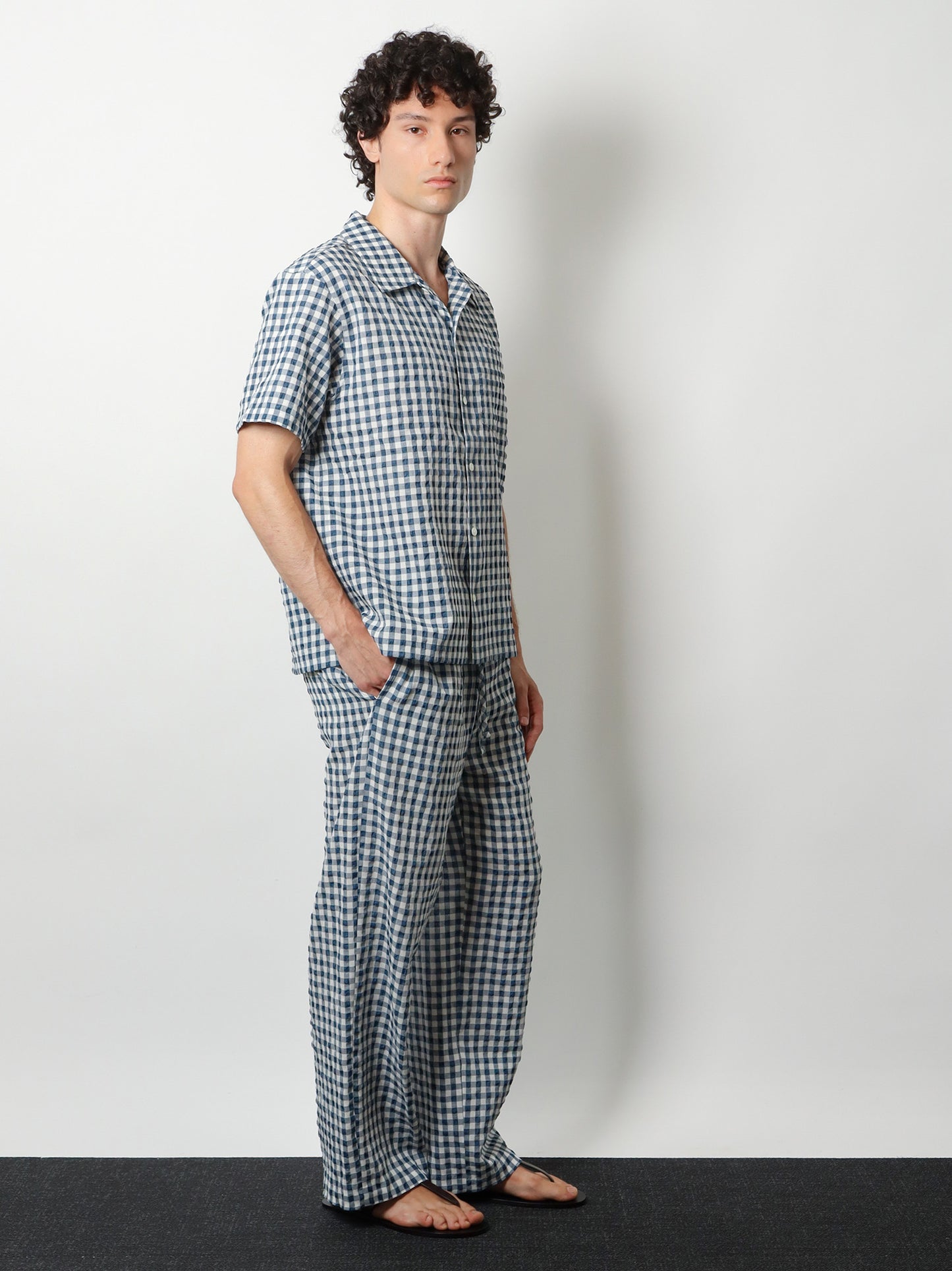 Cotton blend shirt with check pattern