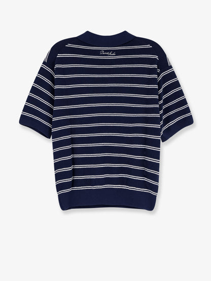 Unisex striped cotton blend polo shirt thumbnail