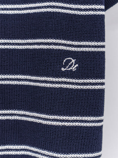 Unisex striped cotton blend polo shirt thumbnail