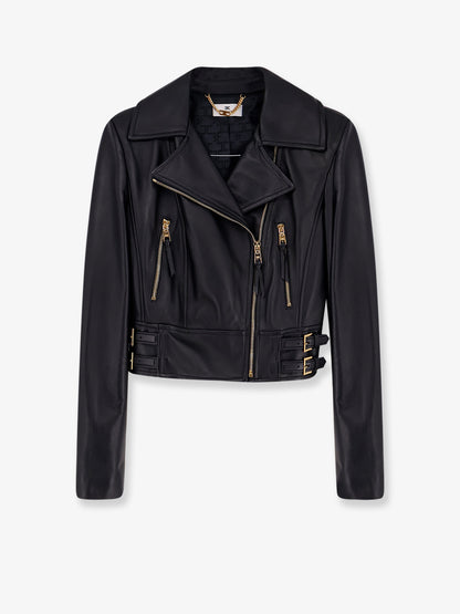 Cropped leather jacket thumbnail