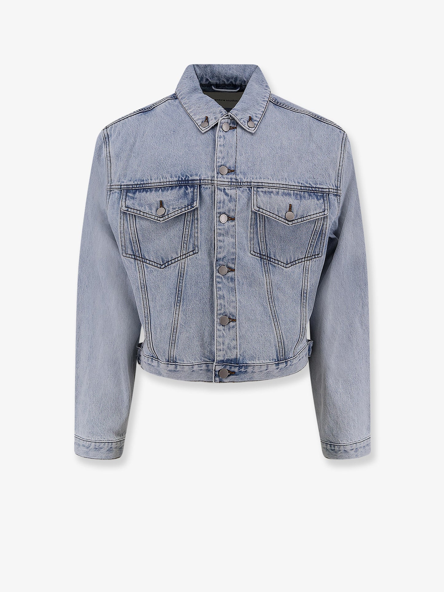 Denim jacket with padded shoulder pads
