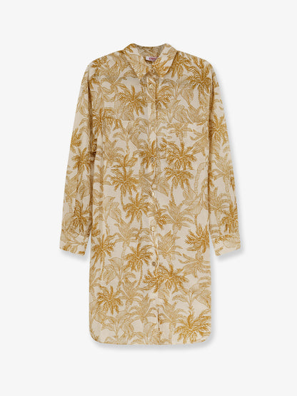 Long Panama cotton shirt with printed pattern thumbnail