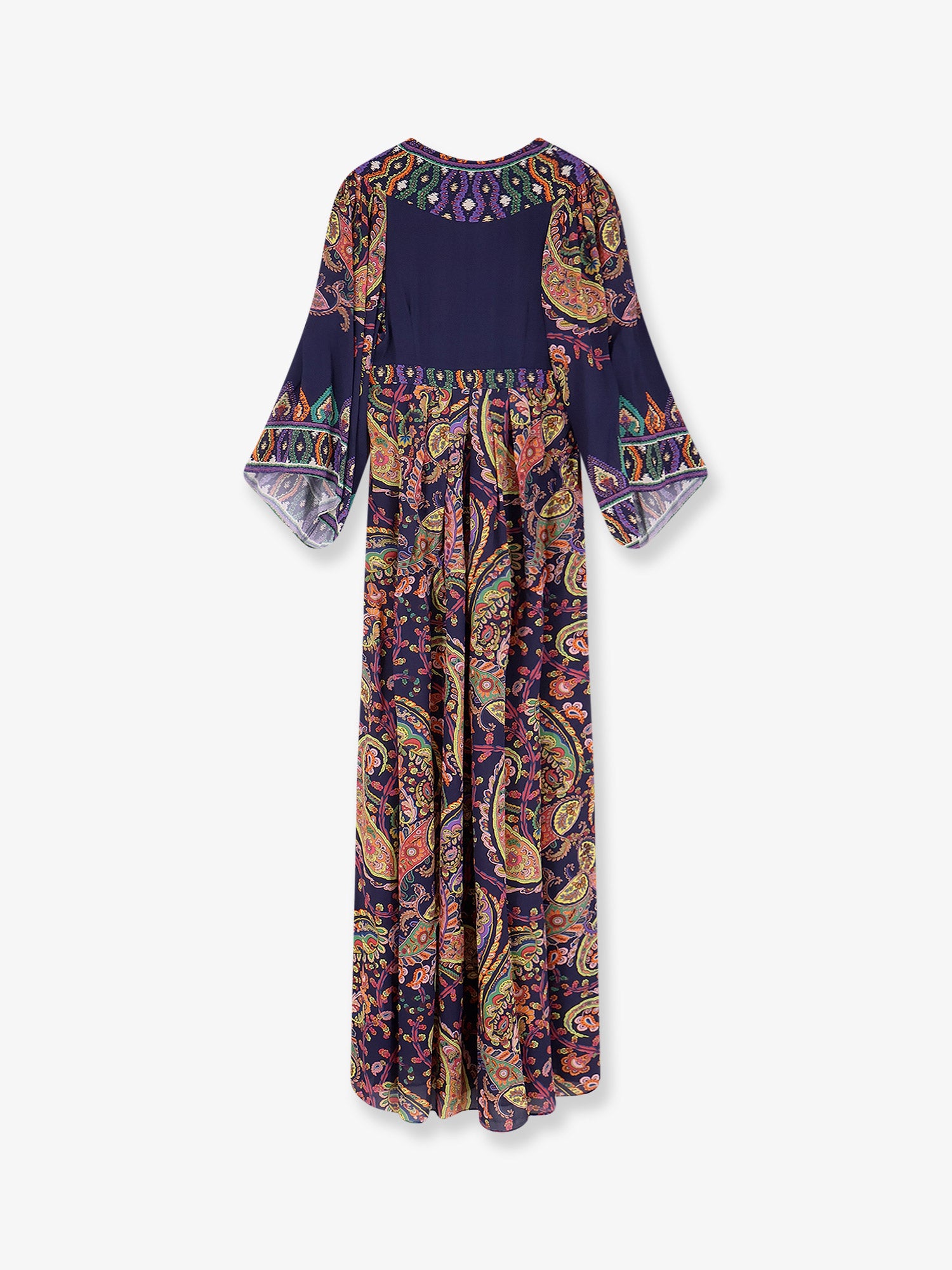 etro purple dress Etro Women's Preloved Paisley Print Dress w/ Scarf in Purple Polyester