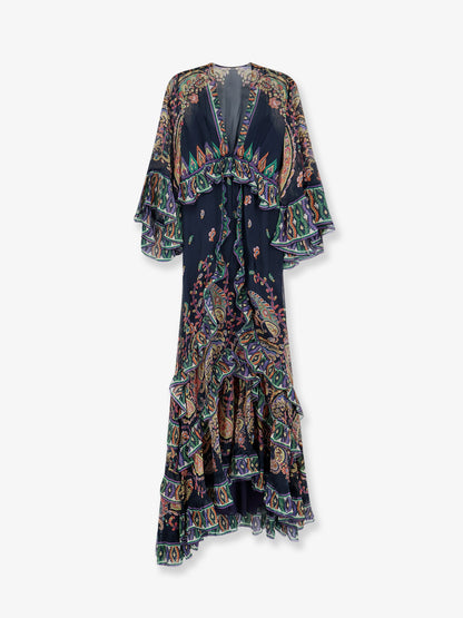 Multicolor silk long dress thumbnail