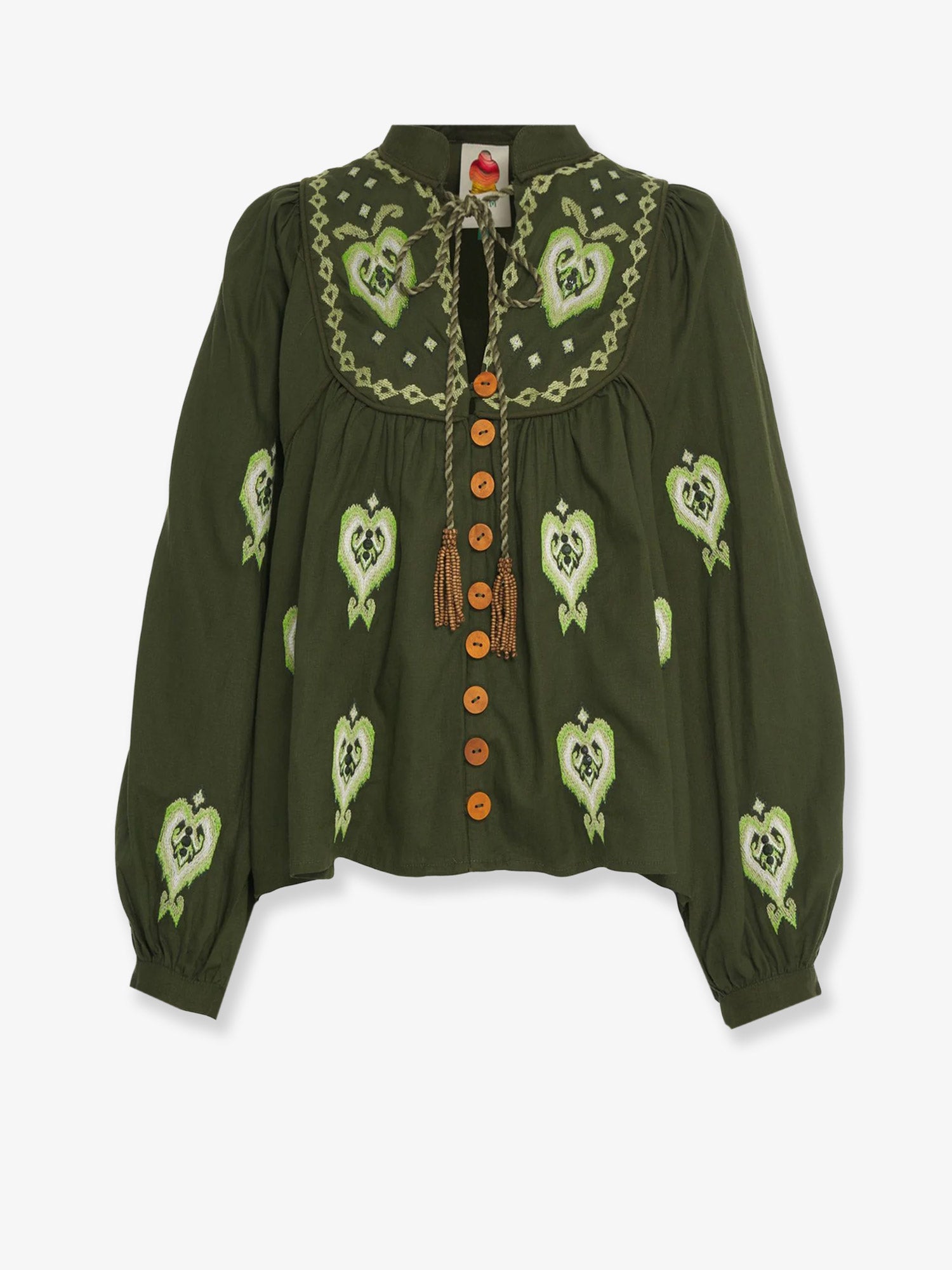 Embroidered puff sleeve lenzing™ ecovero™ euroflax™ shirt FARM RIO ...