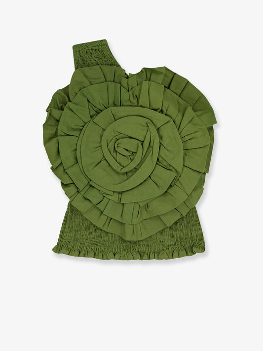 Green linen and viscose top