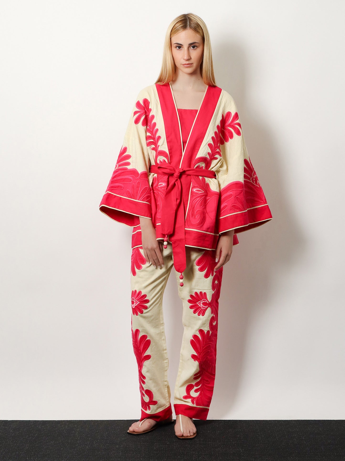 Linen and viscose blend kimono