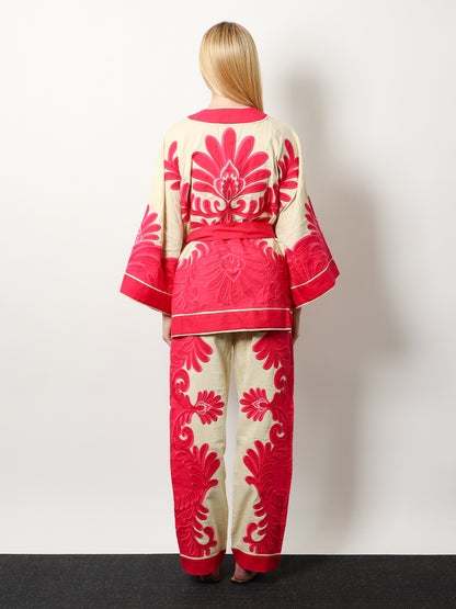 Linen and viscose blend kimono thumbnail