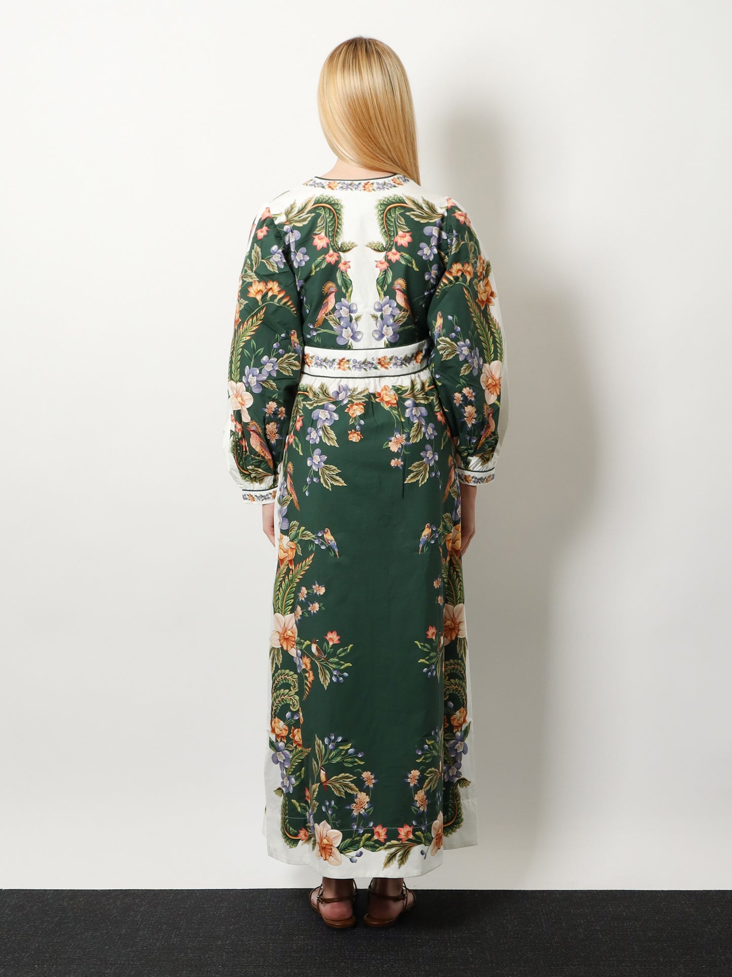 Vestito lungo in cotone con stampa floreale