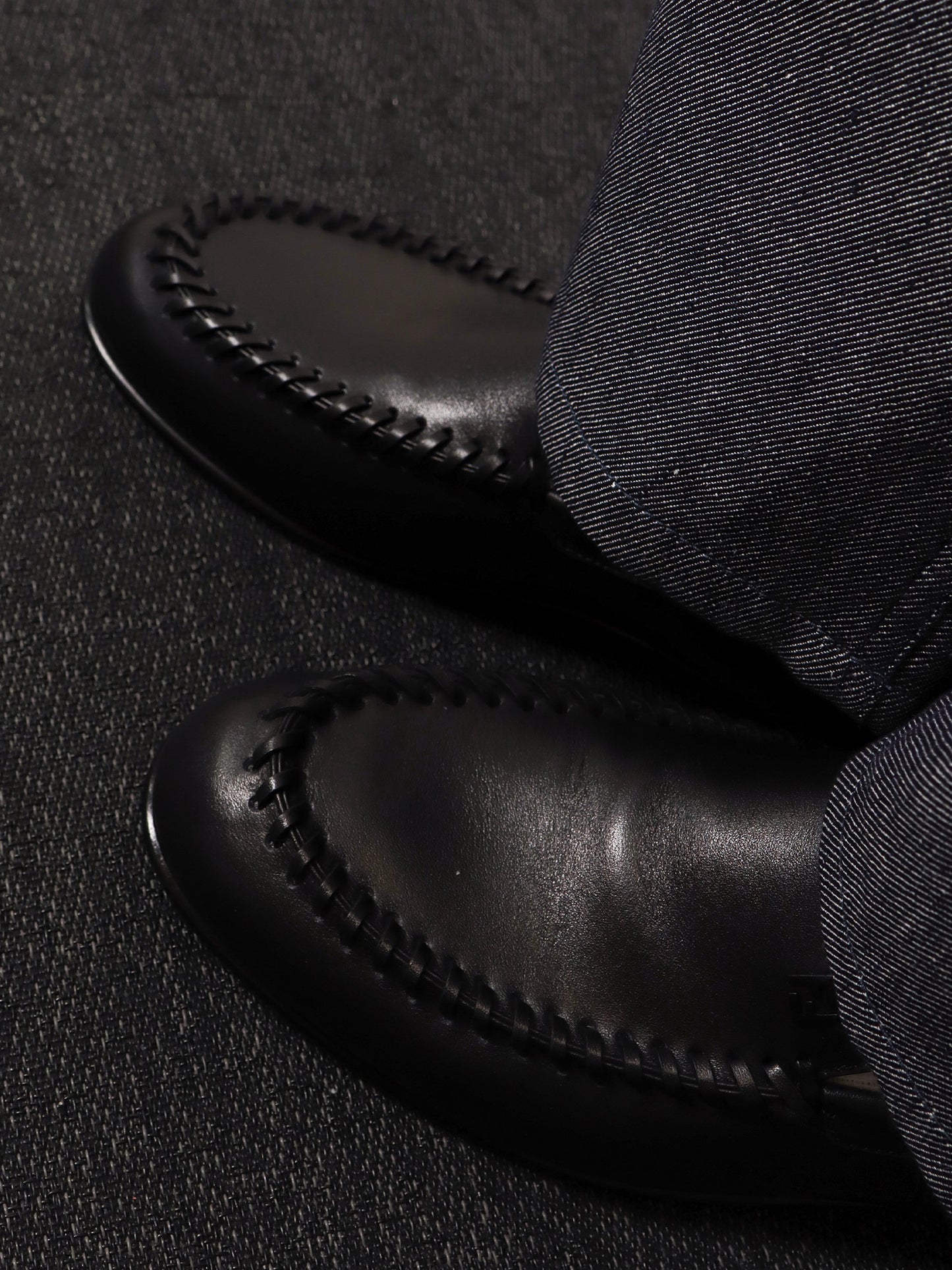 Leather loafers with metal FF logo