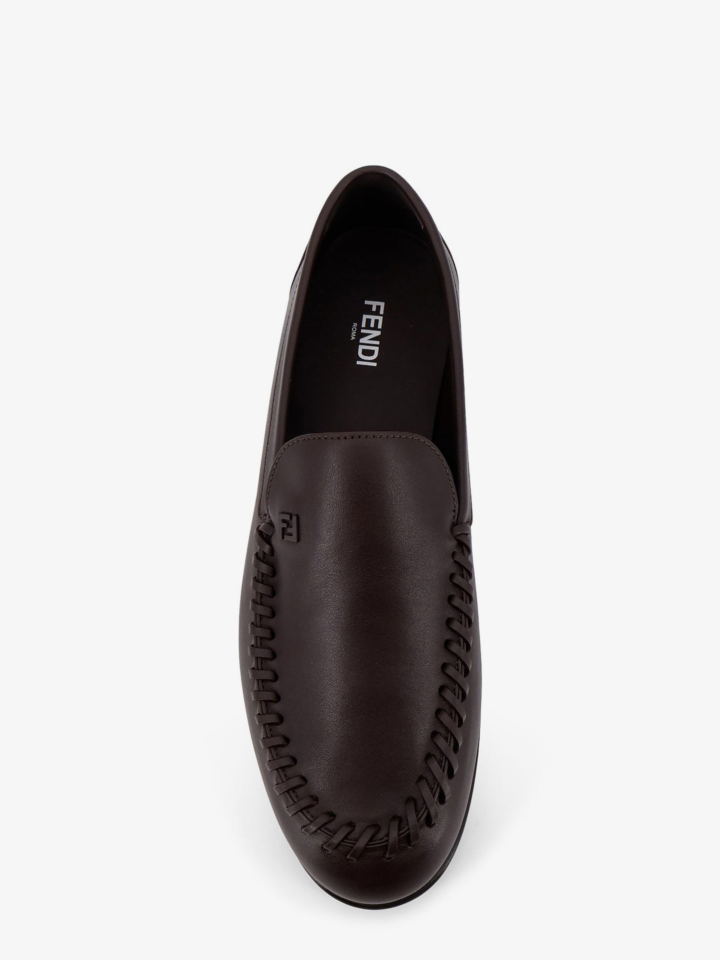 Leather loafers with metal FF logo
