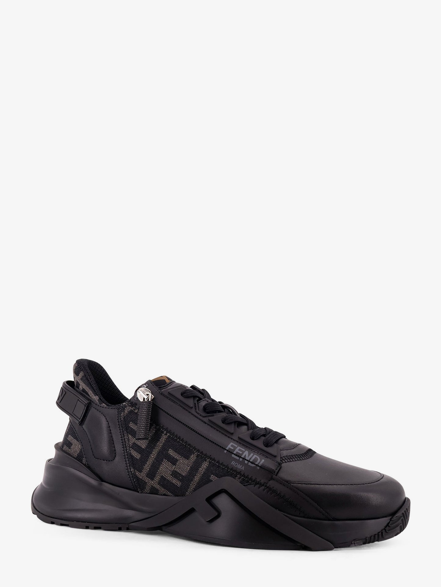 Leather Flow sneakers with FF jacquard fabric inserts