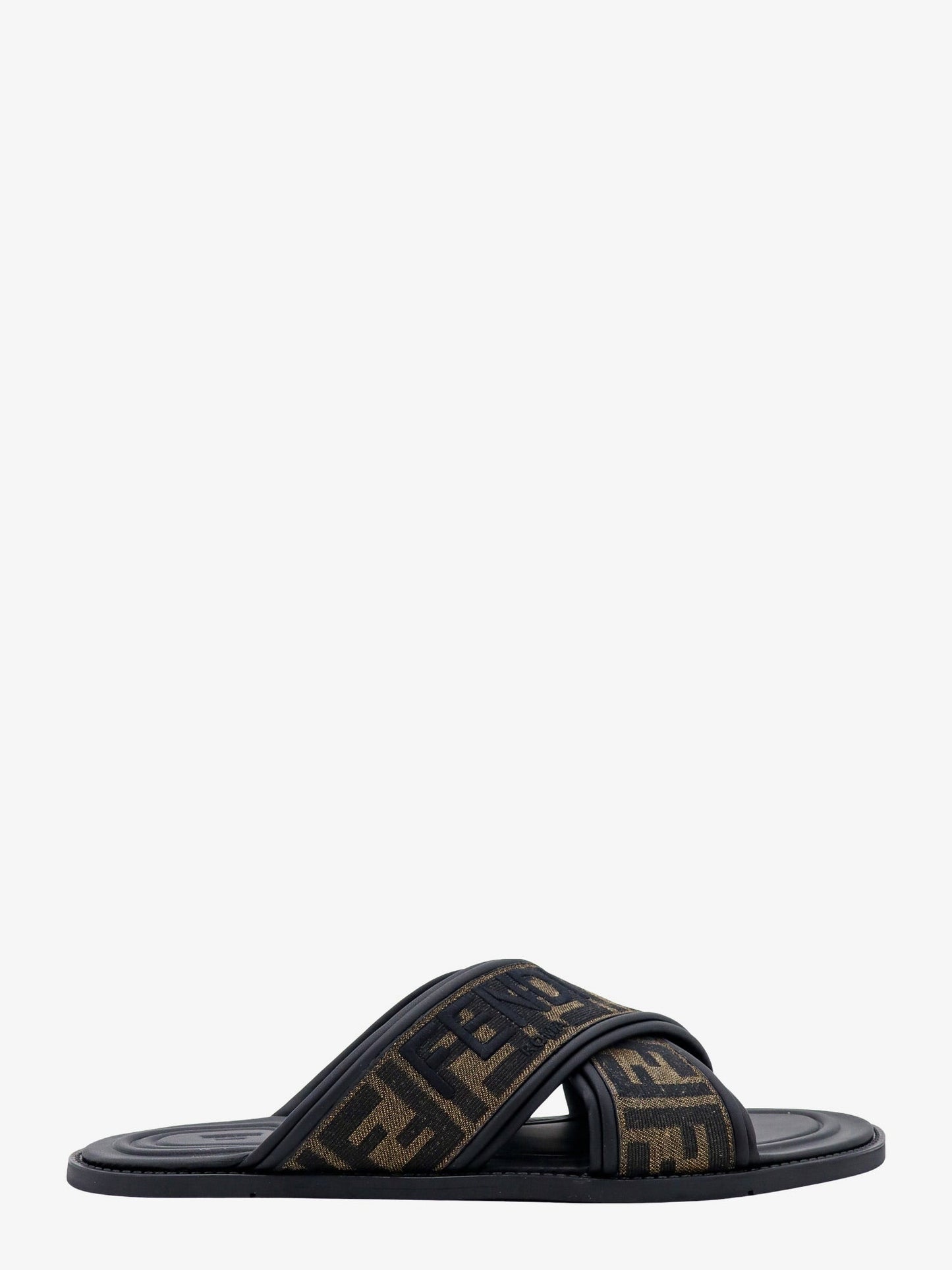 FF jacquard fabric sandals with embroidered logo