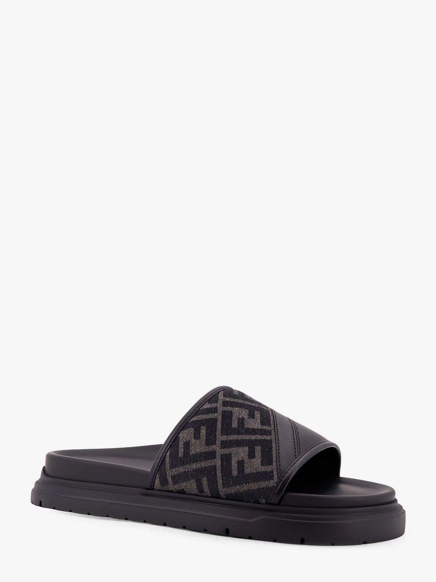 Sandali bassi in pelle con inserto jacquard FF